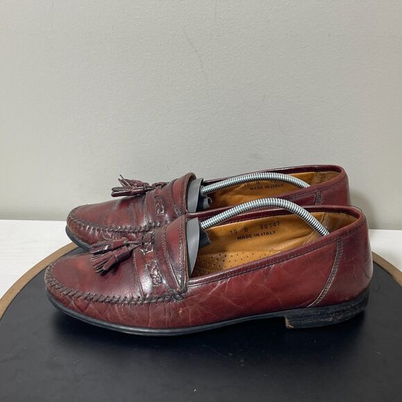 Florsheim Mens Tassel Loafers Burgundy Leather Made in Italy 10 D Dress Shoe main image 12